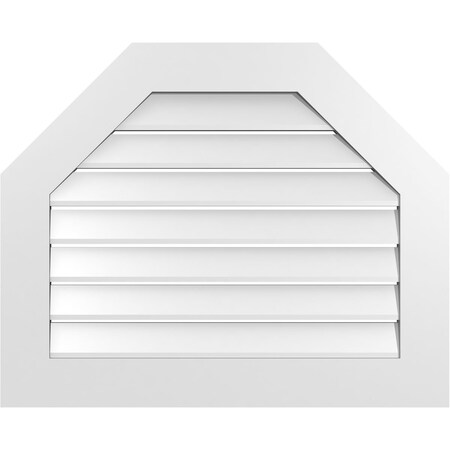 Ekena Millwork Octagonal Top Surface Mount PVC Gable Vent: Functional, w/ 3-1/2"W x 1"P Standard Frame, 32"W x 26"H GVPOT32X2601SF
